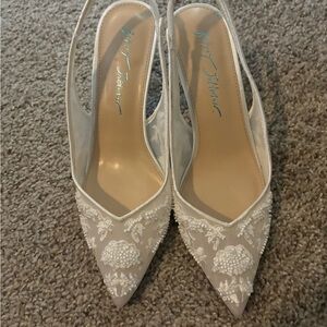 Betsey Johnson White Embellished Shoes size 6